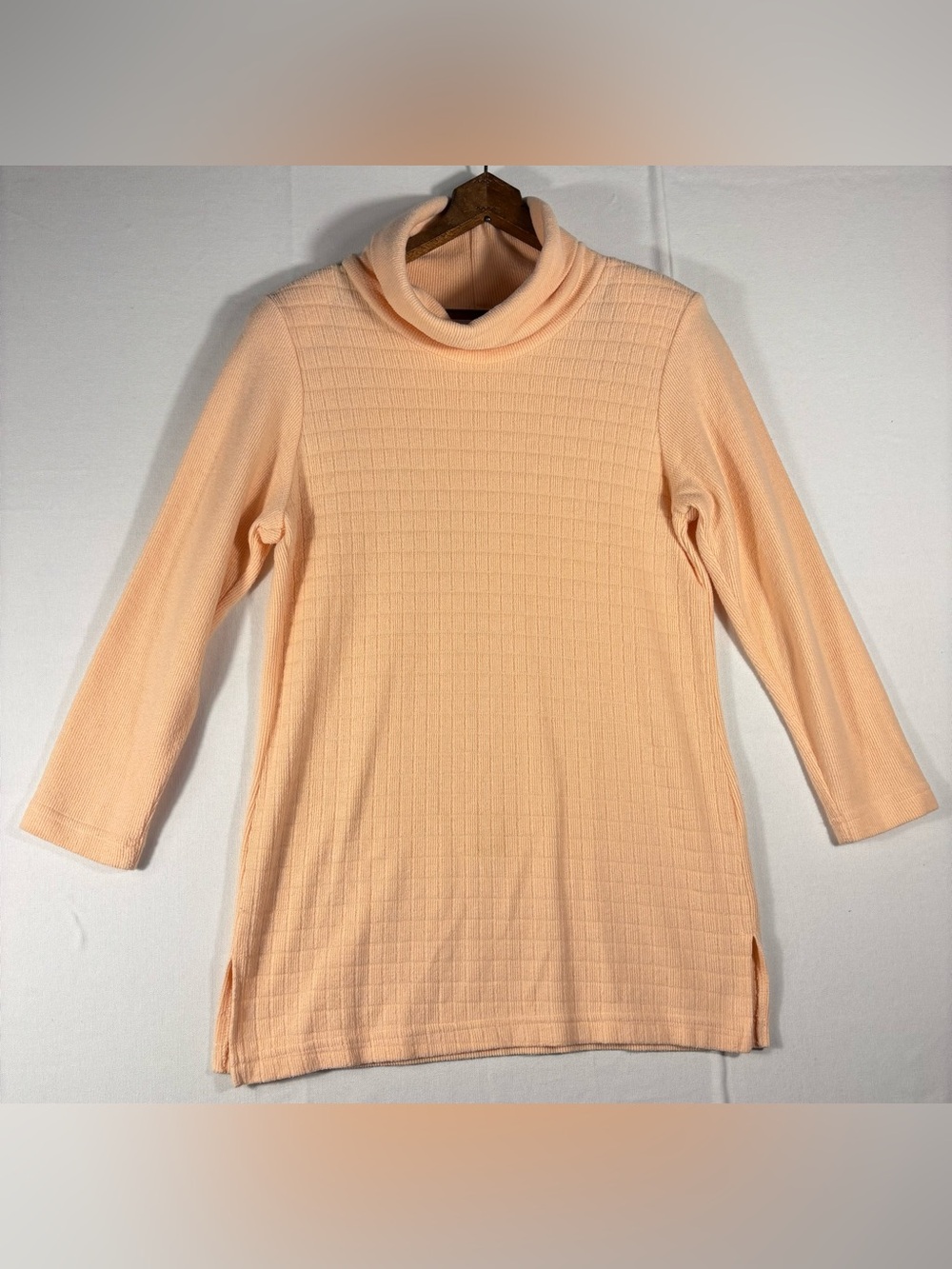 Erin London Women's Petite Small Peach Cowl Neck Tunic Knit Top